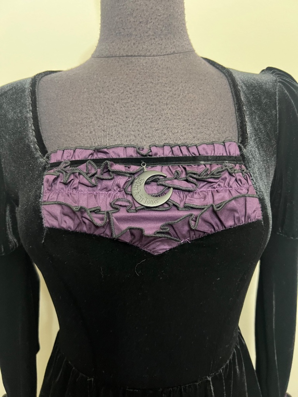 Dark in Love Velvet Purple Detail Mini Dress - Picture 2 of 10